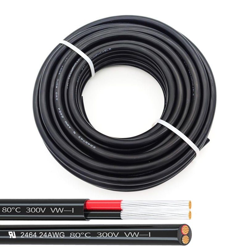 CBAZY 24AWG UL2464 Power Cable Stranded Electrical Wire LED Red & Black 2 Conductors tinned Copper (2464-24AWG-2C- 100ft) - Image 1